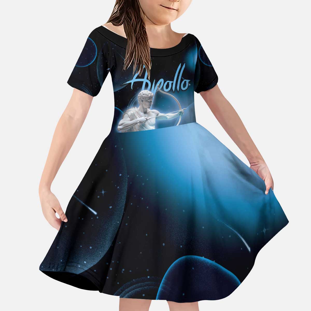 Ancient Greek Apollo Kid Short Sleeve Dress God Of Archery - Wonder Print Shop