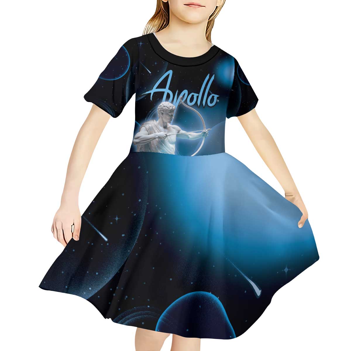 Ancient Greek Apollo Kid Short Sleeve Dress God Of Archery - Wonder Print Shop