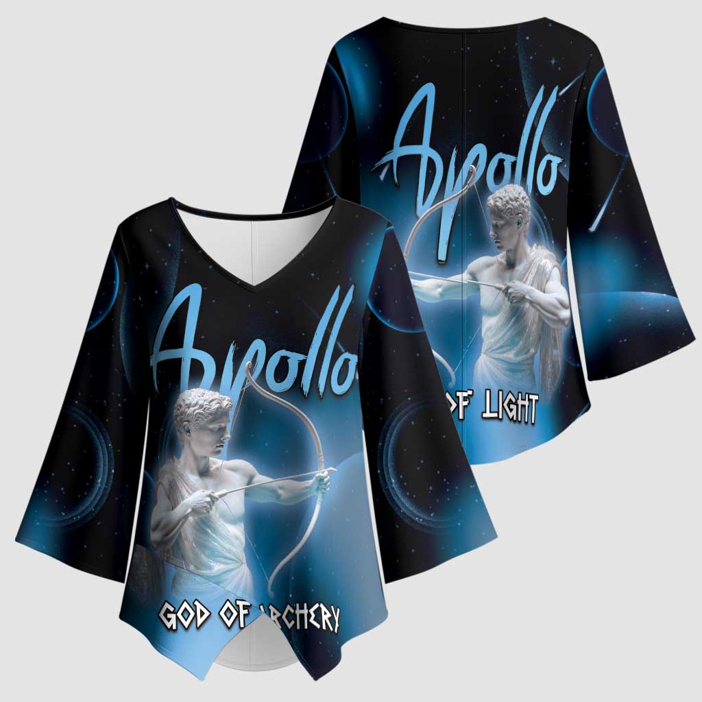 Ancient Greek Apollo Kimono Sleeve Blouse God Of Archery - Wonder Print Shop