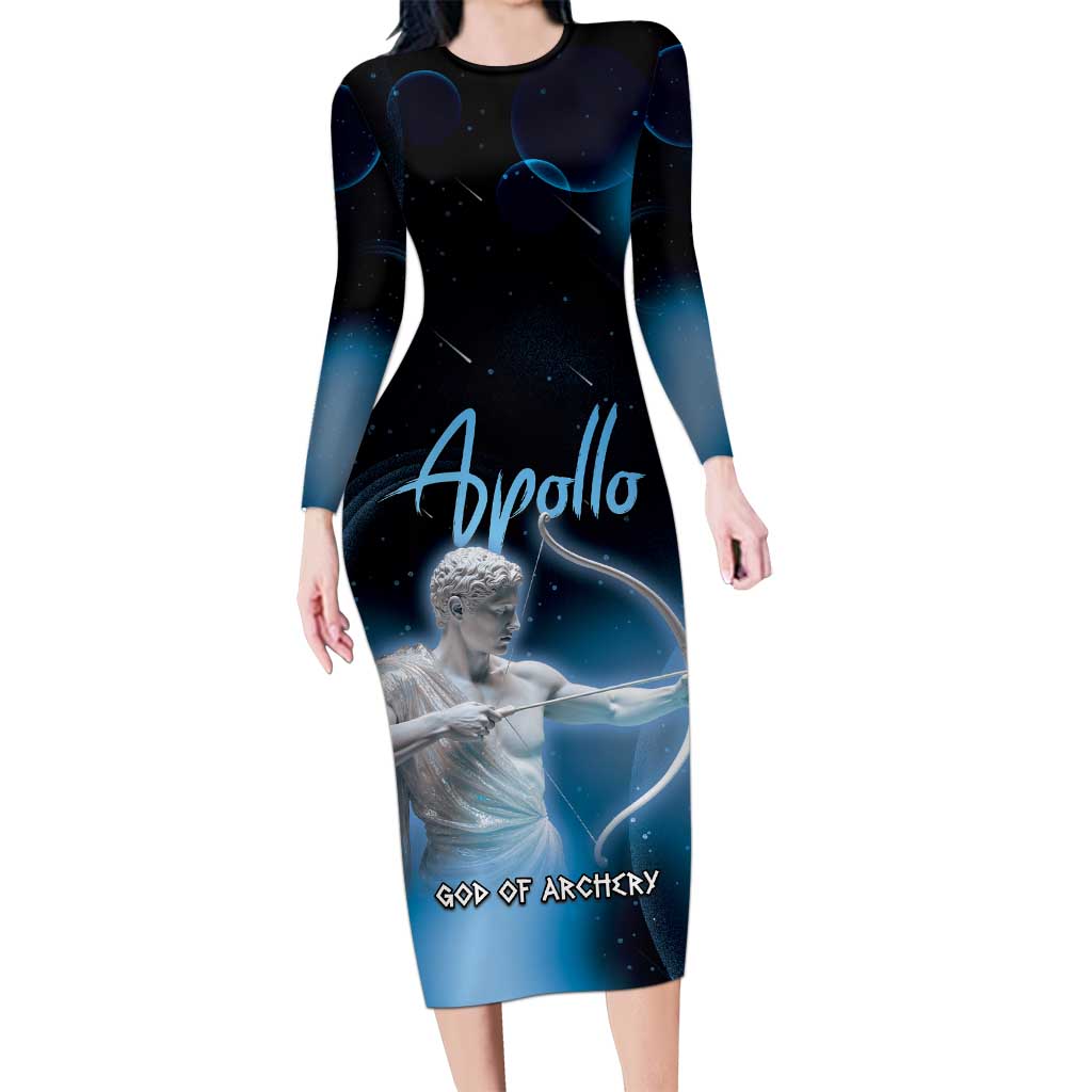 Ancient Greek Apollo Long Sleeve Bodycon Dress God Of Archery - Wonder Print Shop
