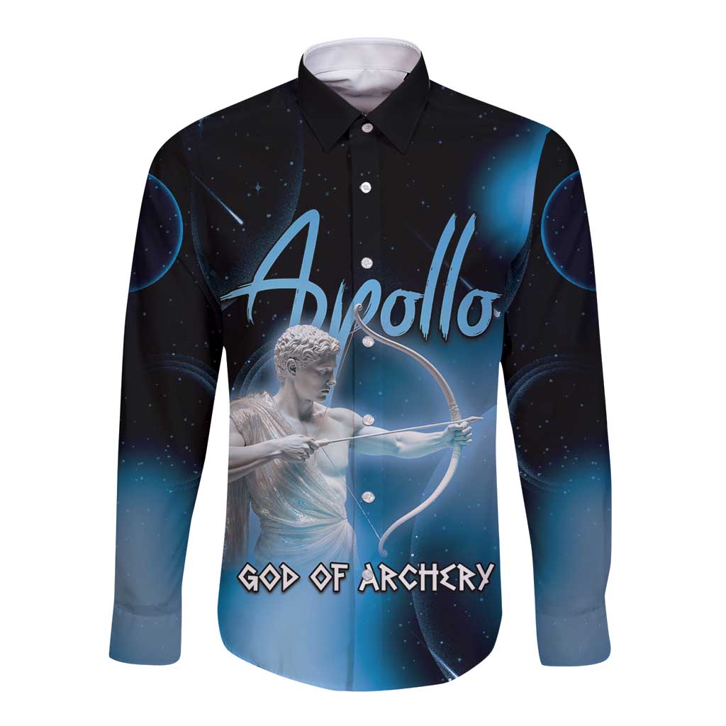 Ancient Greek Apollo Long Sleeve Button Shirt God Of Archery - Wonder Print Shop