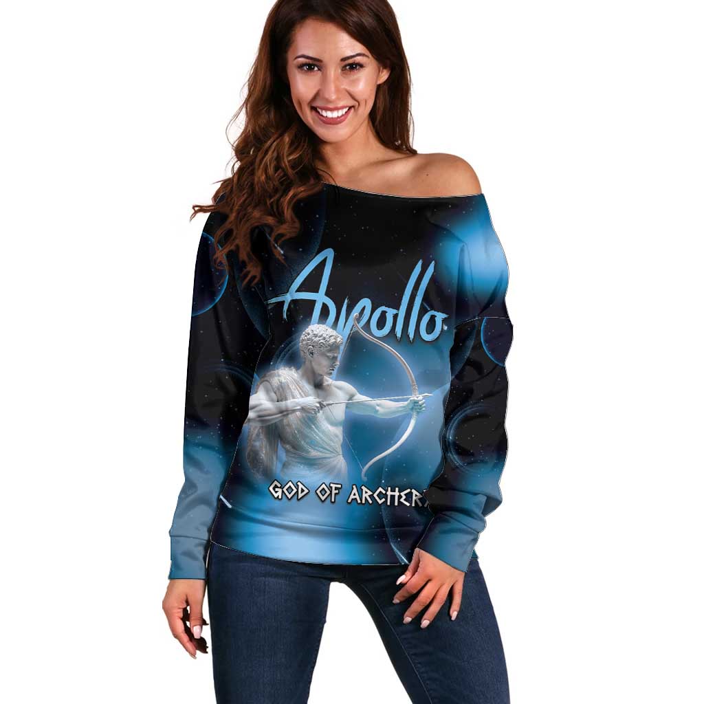 Ancient Greek Apollo Off Shoulder Sweater God Of Archery - Wonder Print Shop