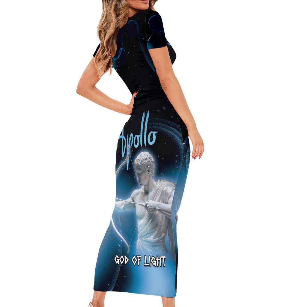 Ancient Greek Apollo Short Sleeve Bodycon Dress God Of Archery - Wonder Print Shop
