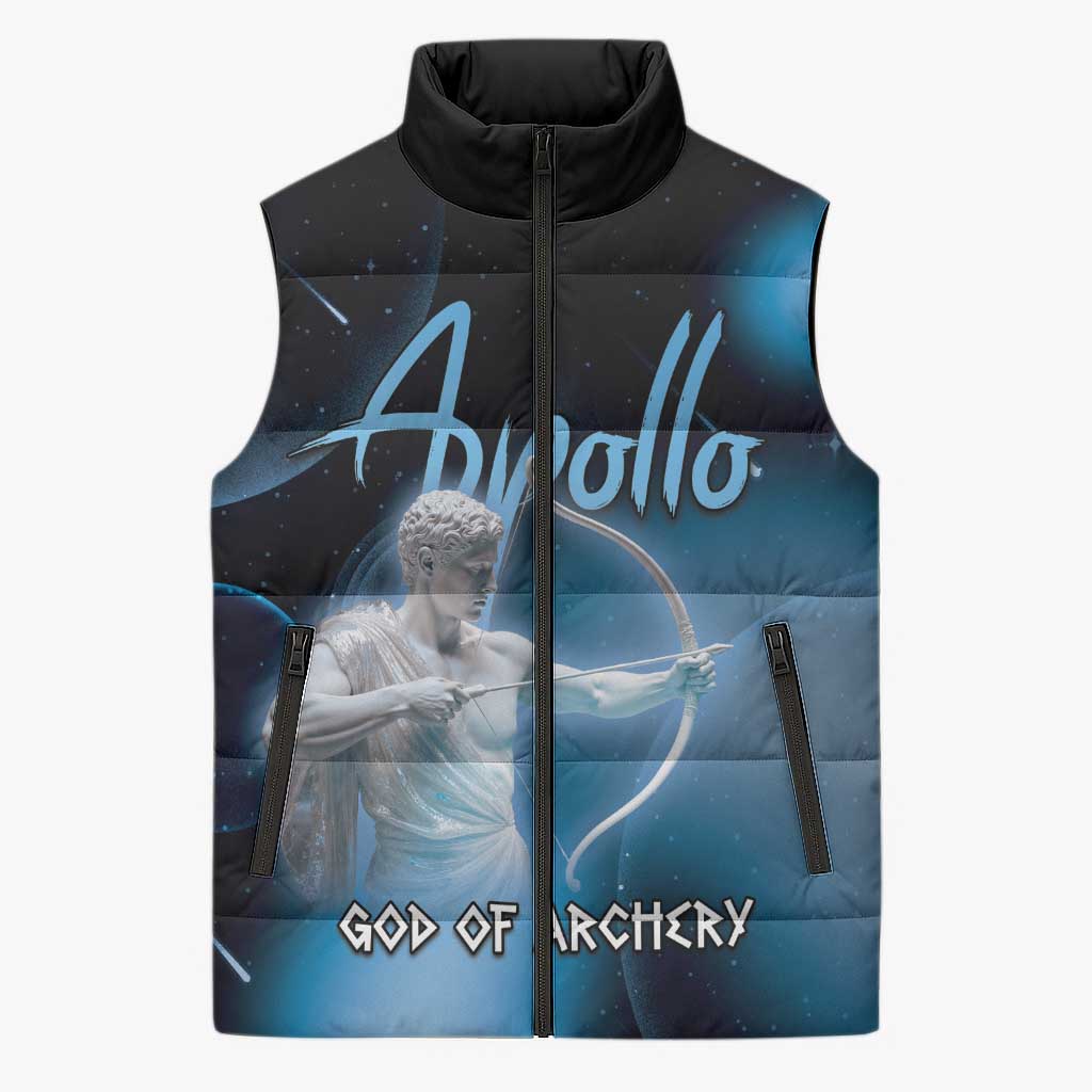 Ancient Greek Apollo Sleeveless Puffer Jacket God Of Archery - Wonder Print Shop