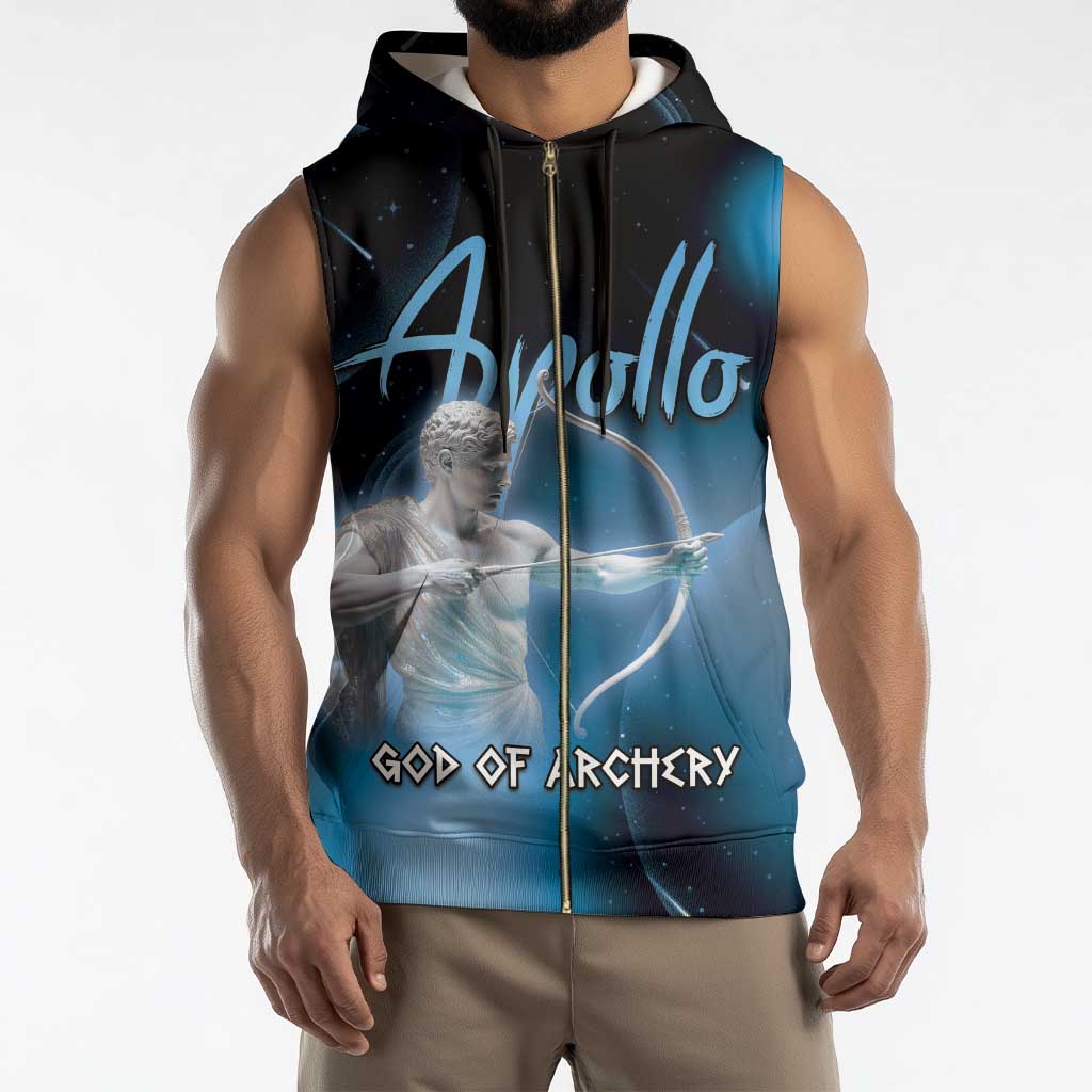 Ancient Greek Apollo Sleeveless Zip Hoodie God Of Archery - Wonder Print Shop