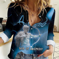 Ancient Greek Apollo Women Casual Shirt God Of Archery - Wonder Print Shop