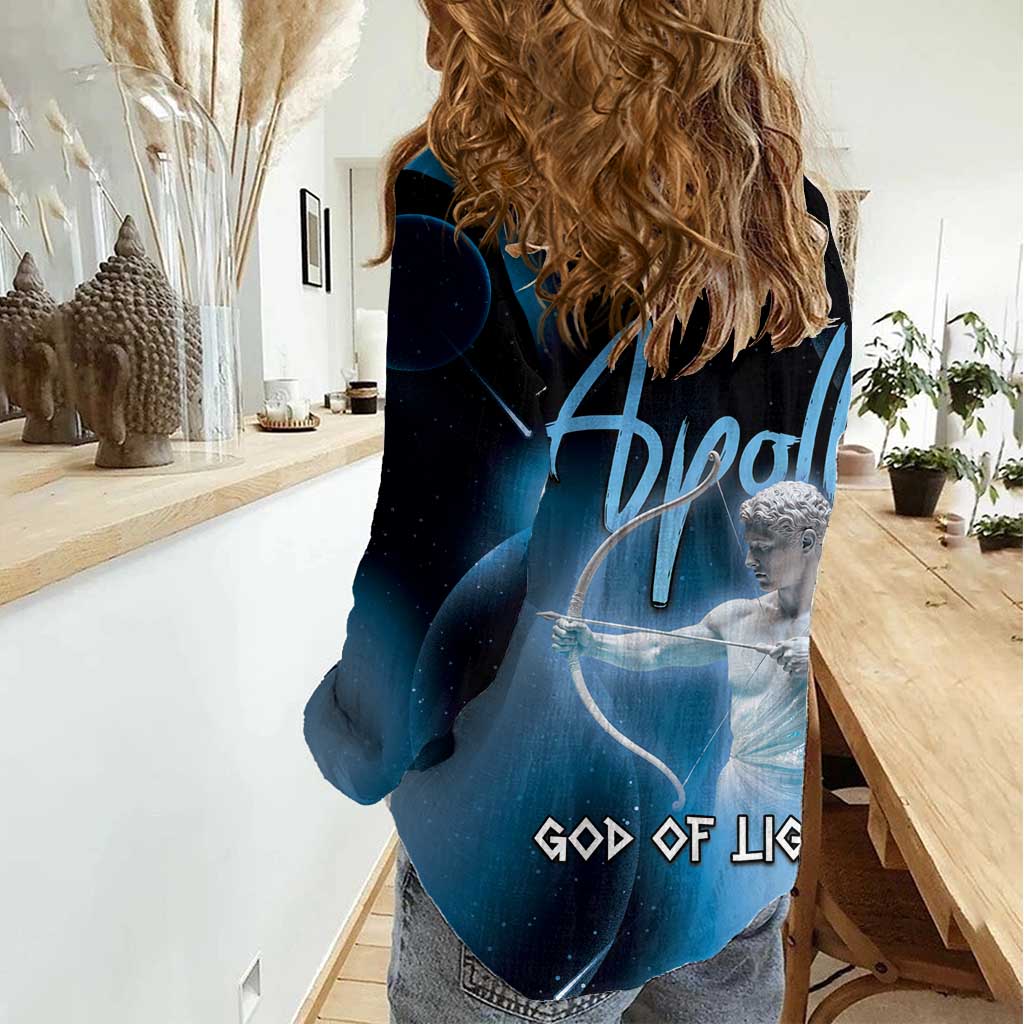 Ancient Greek Apollo Women Casual Shirt God Of Archery - Wonder Print Shop