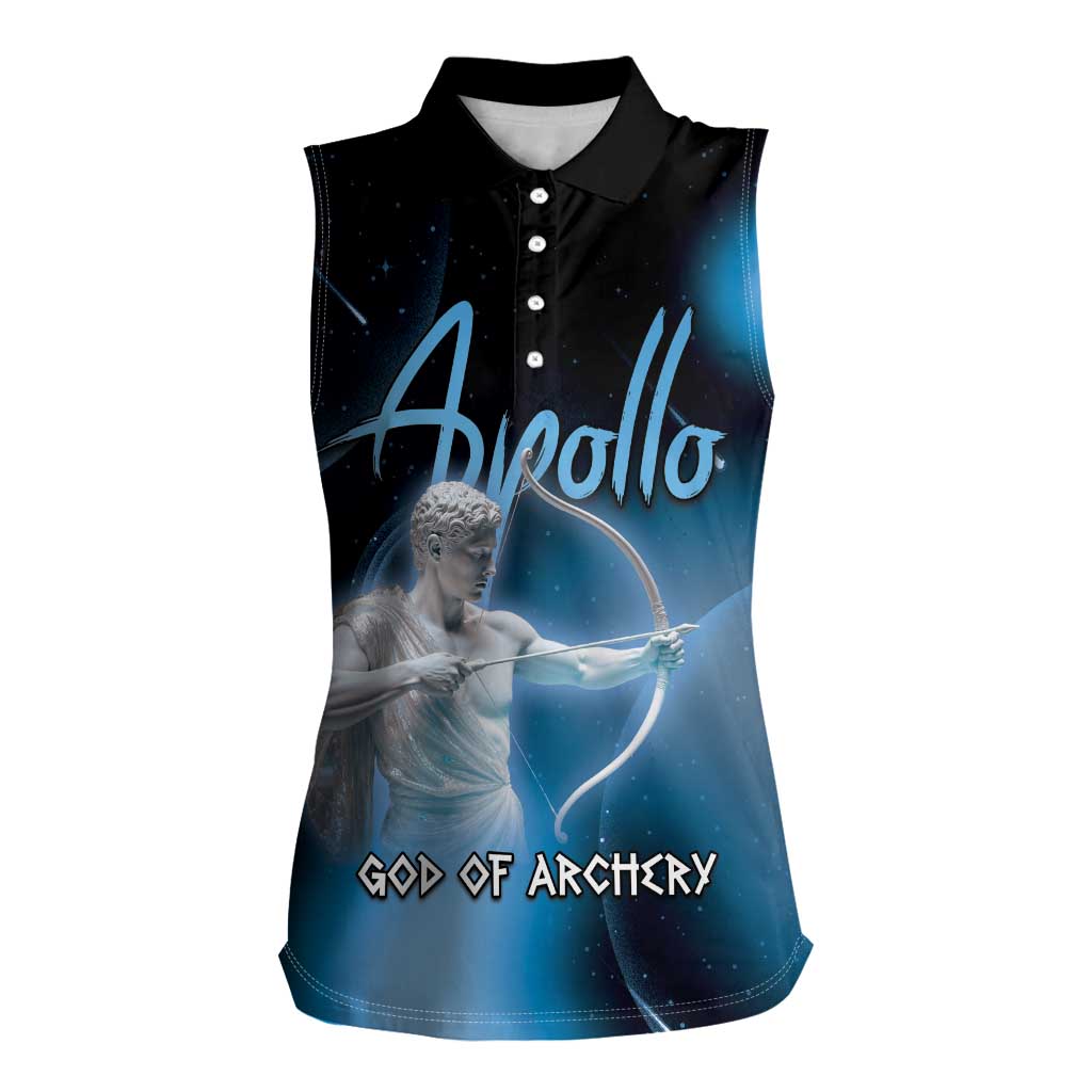 Ancient Greek Apollo Women Sleeveless Polo Shirt God Of Archery - Wonder Print Shop