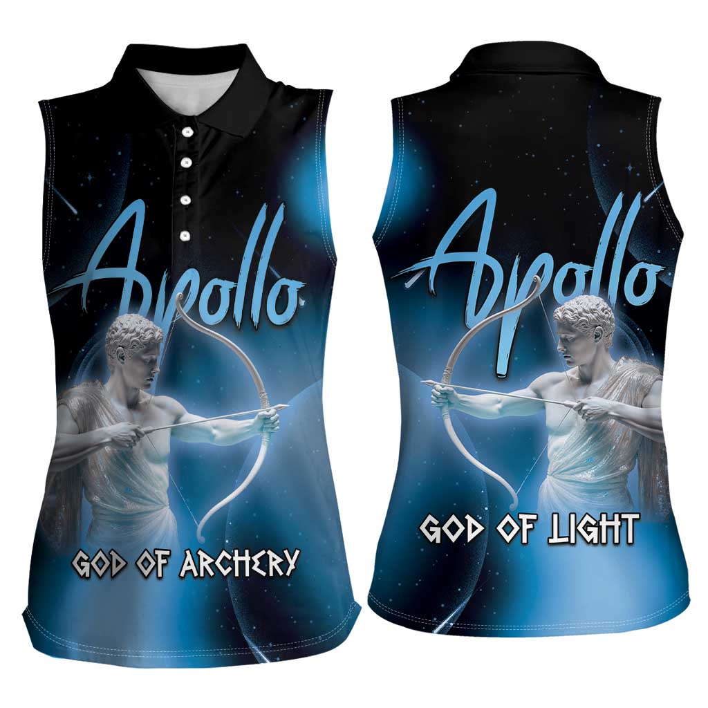 Ancient Greek Apollo Women Sleeveless Polo Shirt God Of Archery - Wonder Print Shop