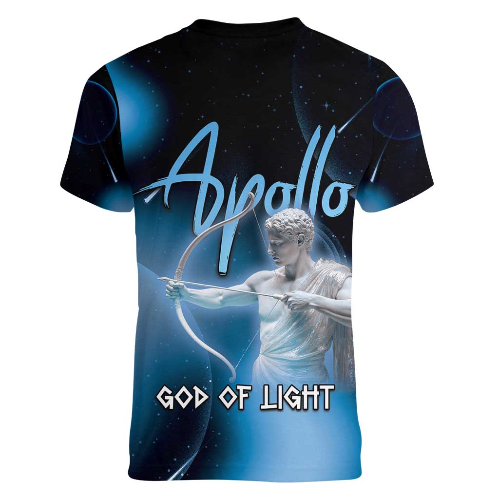 Ancient Greek Apollo Women V-Neck T-Shirt God Of Archery - Wonder Print Shop