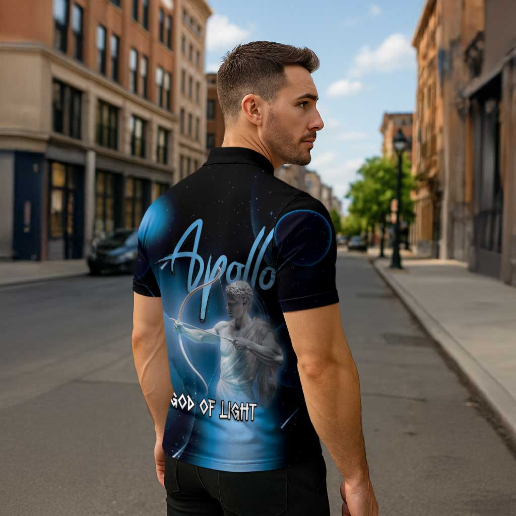 Ancient Greek Apollo Zipper Polo Shirt God Of Archery - Wonder Print Shop