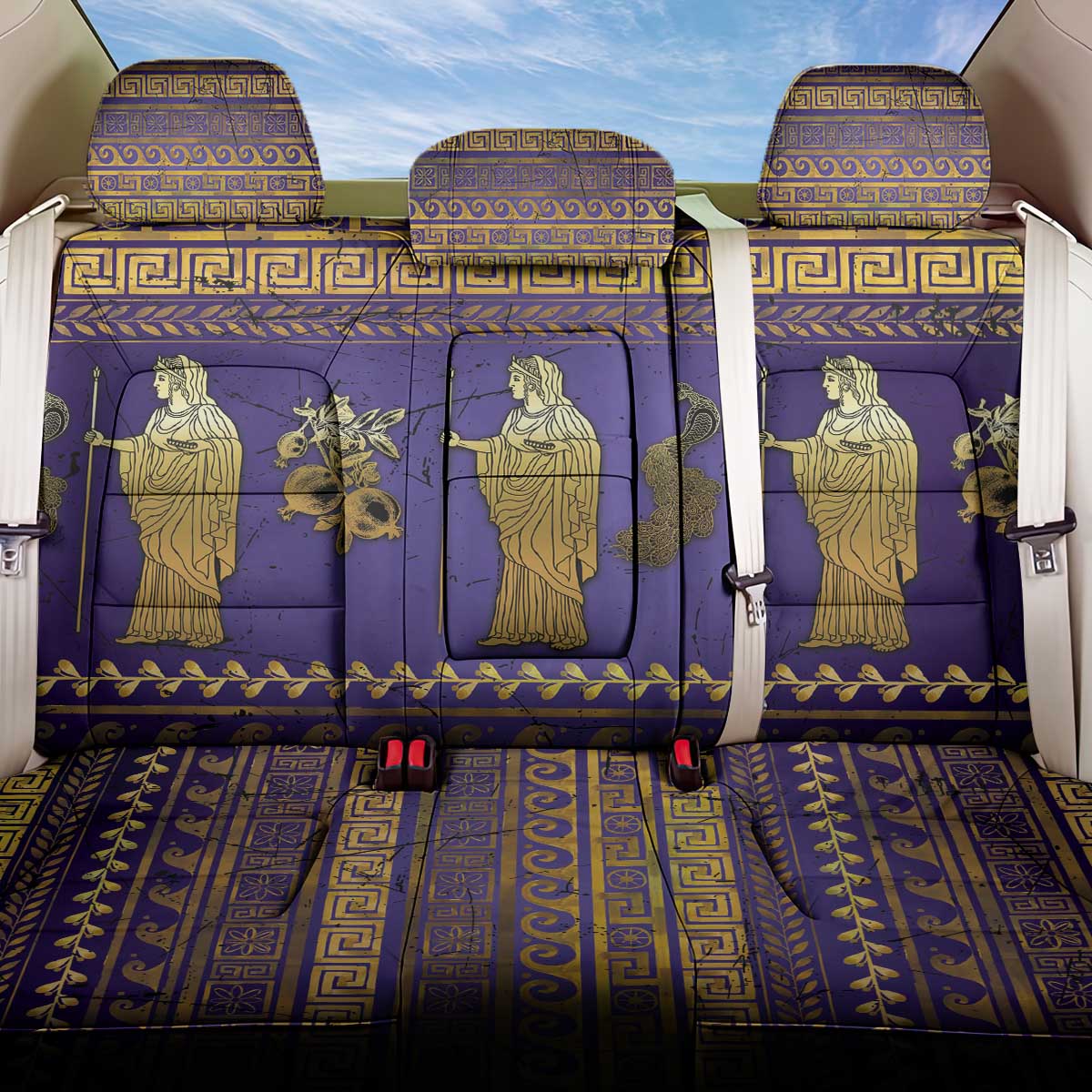Hera Back Car Seat Cover Goddess With Ancient Greek Pattern - Wonder Print Shop