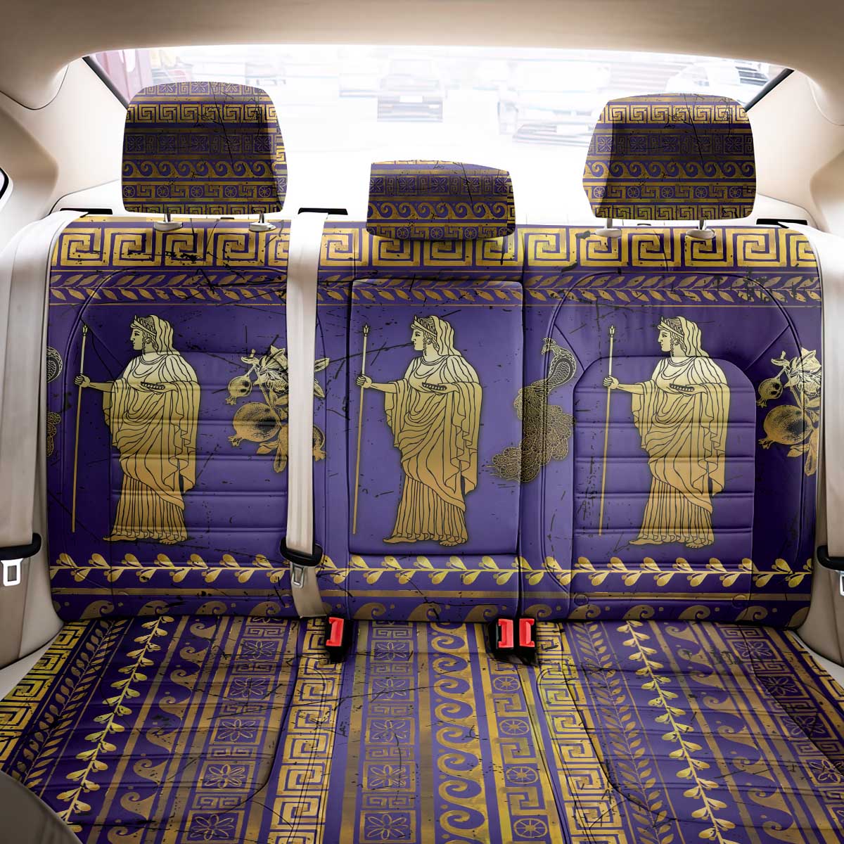 Hera Back Car Seat Cover Goddess With Ancient Greek Pattern - Wonder Print Shop