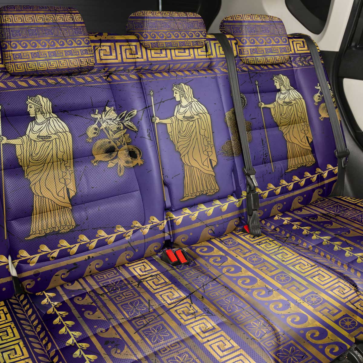 Hera Back Car Seat Cover Goddess With Ancient Greek Pattern - Wonder Print Shop