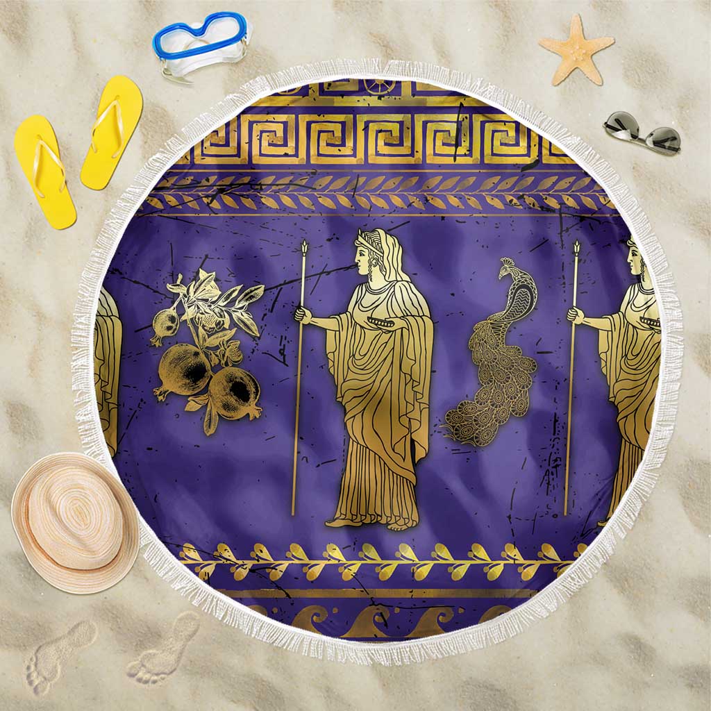Hera Beach Blanket Goddess With Ancient Greek Pattern - Wonder Print Shop
