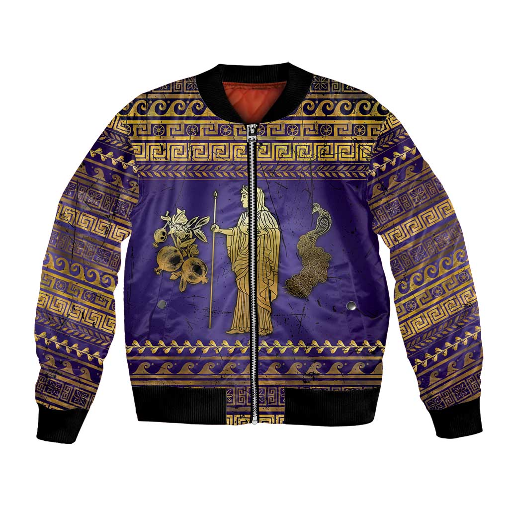 Hera Bomber Jacket Goddess With Ancient Greek Pattern - Wonder Print Shop