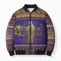 Hera Bomber Puffer Jacket Goddess With Ancient Greek Pattern - Wonder Print Shop