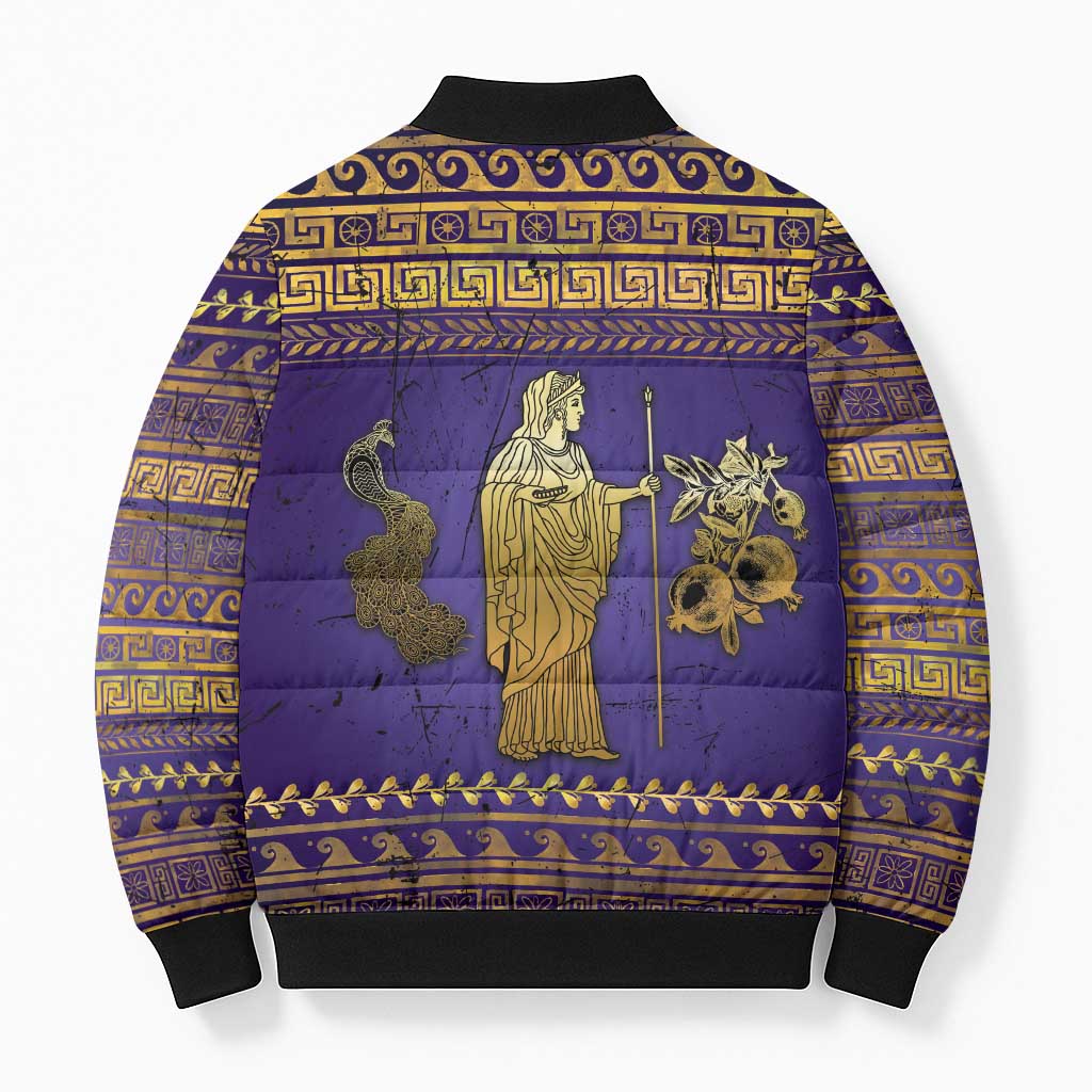 Hera Bomber Puffer Jacket Goddess With Ancient Greek Pattern - Wonder Print Shop