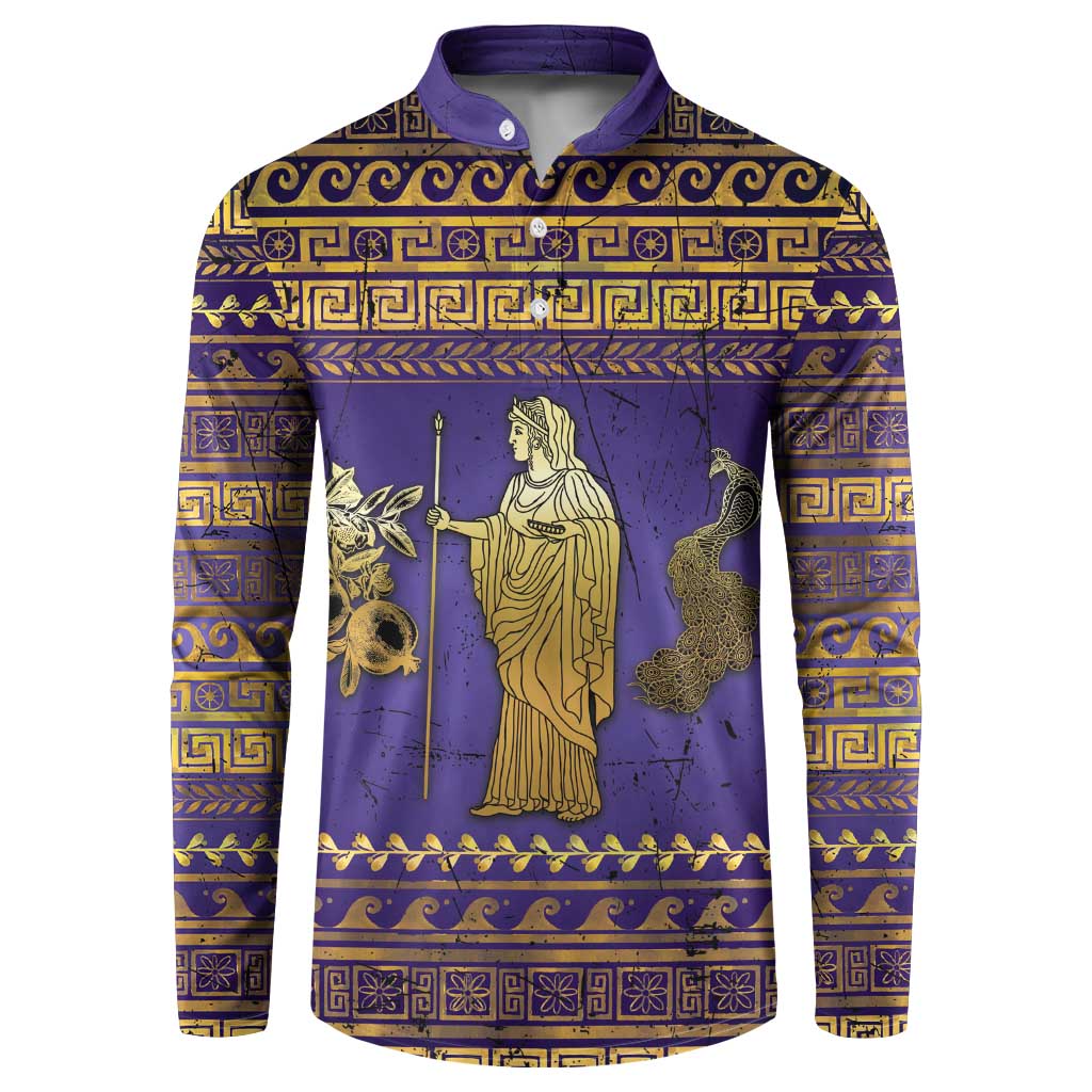 Hera Button Sweatshirt Goddess With Ancient Greek Pattern - Wonder Print Shop