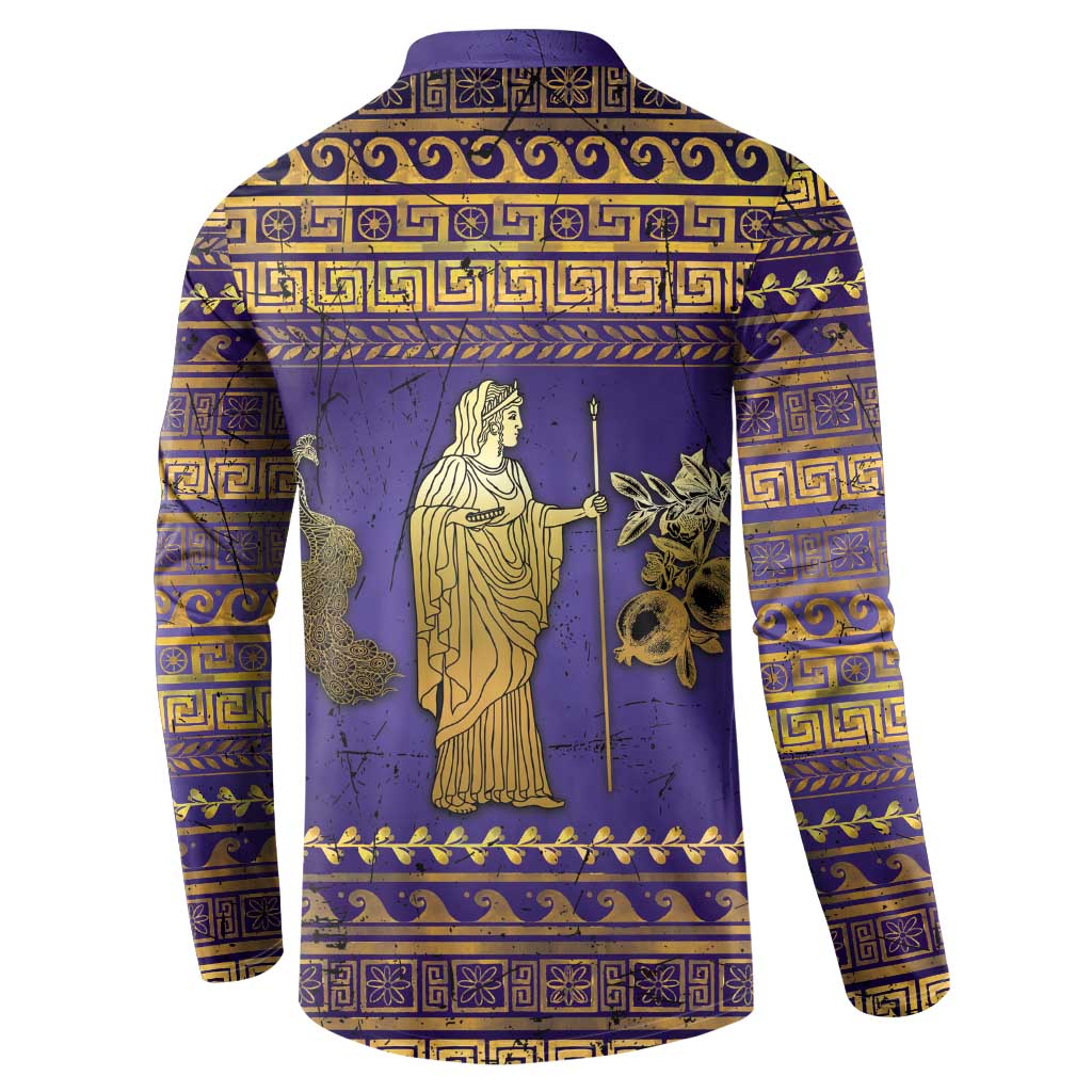 Hera Button Sweatshirt Goddess With Ancient Greek Pattern - Wonder Print Shop