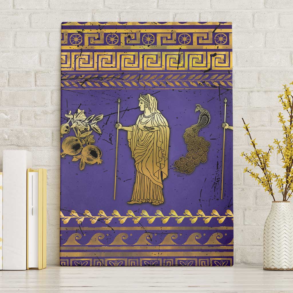 Hera Canvas Wall Art Goddess With Ancient Greek Pattern - Wonder Print Shop