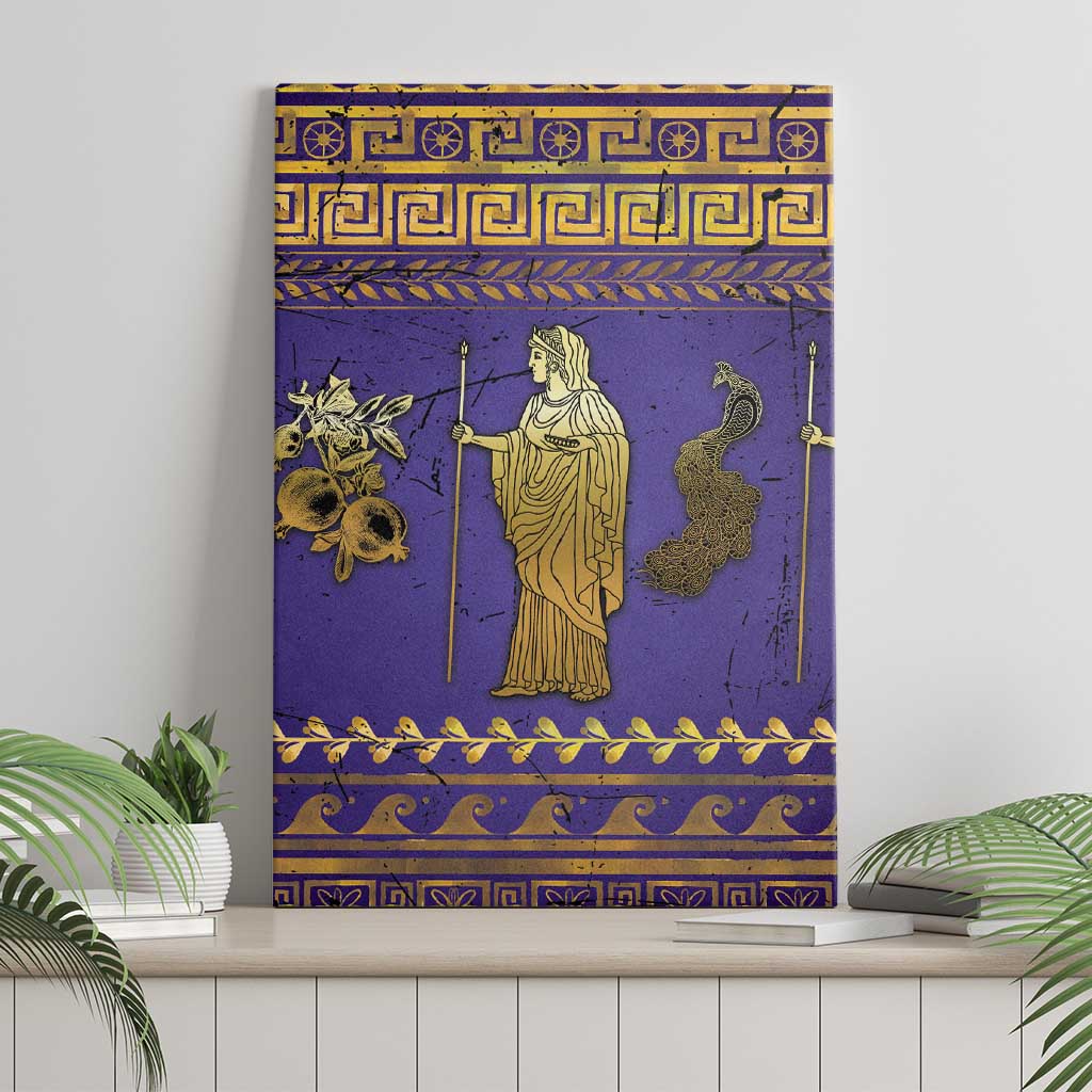 Hera Canvas Wall Art Goddess With Ancient Greek Pattern - Wonder Print Shop