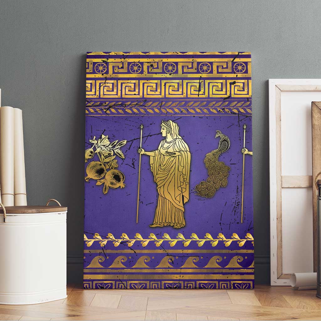 Hera Canvas Wall Art Goddess With Ancient Greek Pattern - Wonder Print Shop