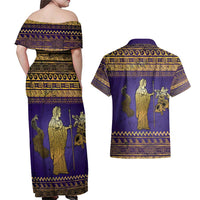 Hera Couples Matching Off Shoulder Maxi Dress and Hawaiian Shirt Goddess With Ancient Greek Pattern - Wonder Print Shop