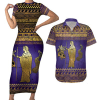 Hera Couples Matching Short Sleeve Bodycon Dress and Hawaiian Shirt Goddess With Ancient Greek Pattern - Wonder Print Shop