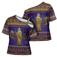Hera Cross Shoulder Shirt Goddess With Ancient Greek Pattern - Wonder Print Shop