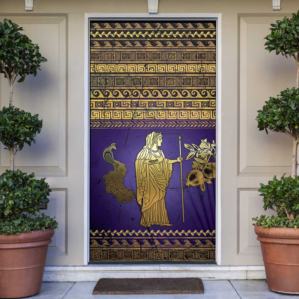 Hera Door Cover Goddess With Ancient Greek Pattern - Wonder Print Shop
