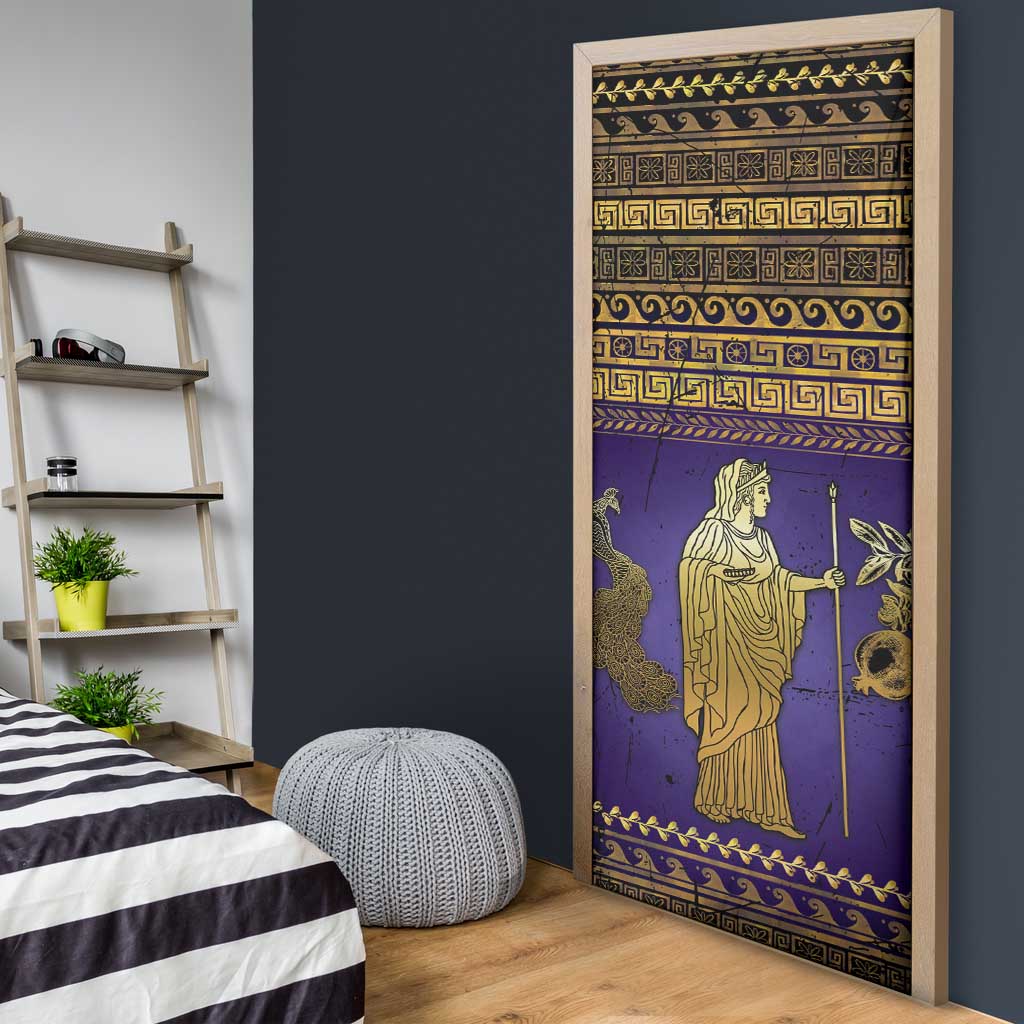 Hera Door Cover Goddess With Ancient Greek Pattern - Wonder Print Shop