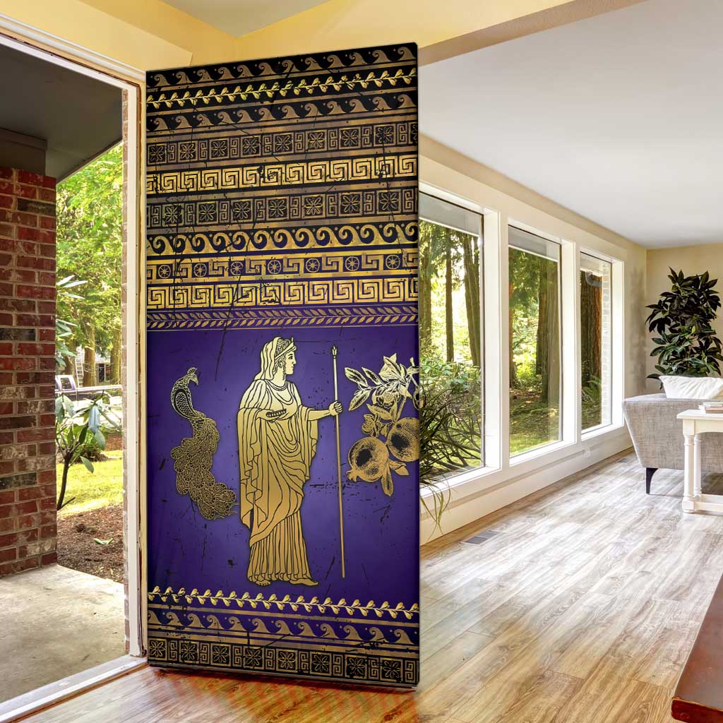 Hera Door Cover Goddess With Ancient Greek Pattern - Wonder Print Shop