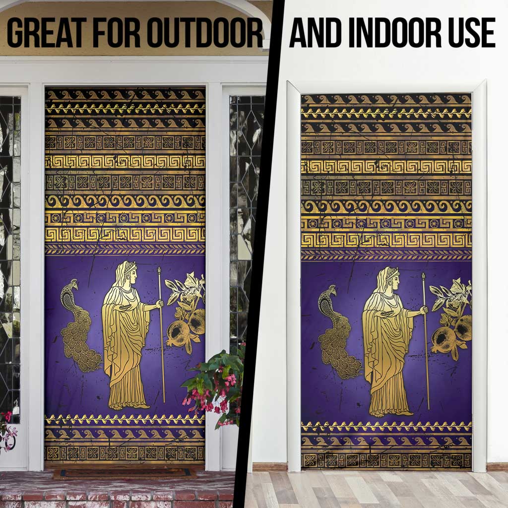 Hera Door Cover Goddess With Ancient Greek Pattern - Wonder Print Shop