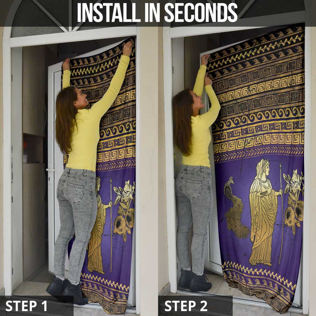 Hera Door Cover Goddess With Ancient Greek Pattern - Wonder Print Shop