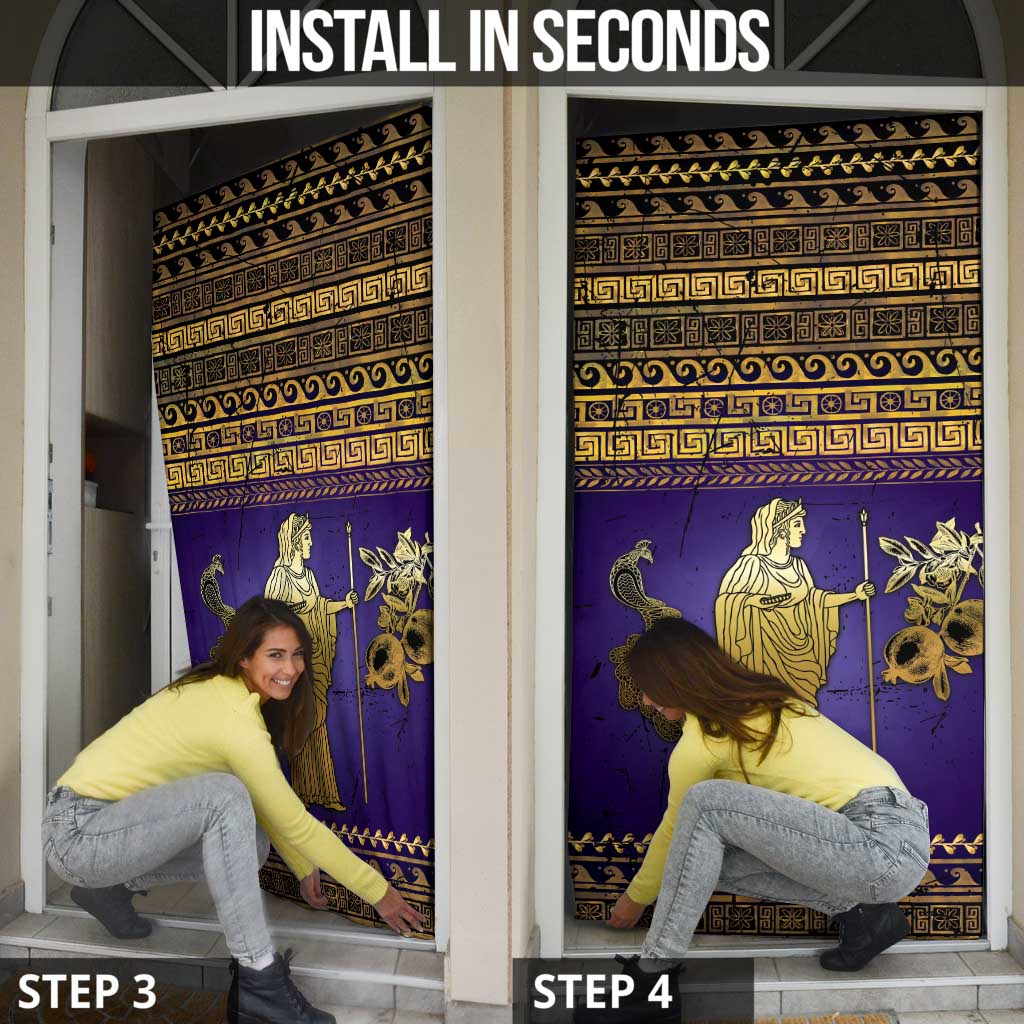 Hera Door Cover Goddess With Ancient Greek Pattern - Wonder Print Shop