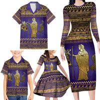 Hera Family Matching Long Sleeve Bodycon Dress and Hawaiian Shirt Goddess With Ancient Greek Pattern - Wonder Print Shop