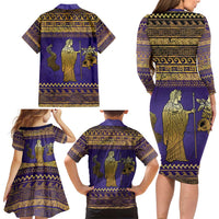 Hera Family Matching Long Sleeve Bodycon Dress and Hawaiian Shirt Goddess With Ancient Greek Pattern - Wonder Print Shop