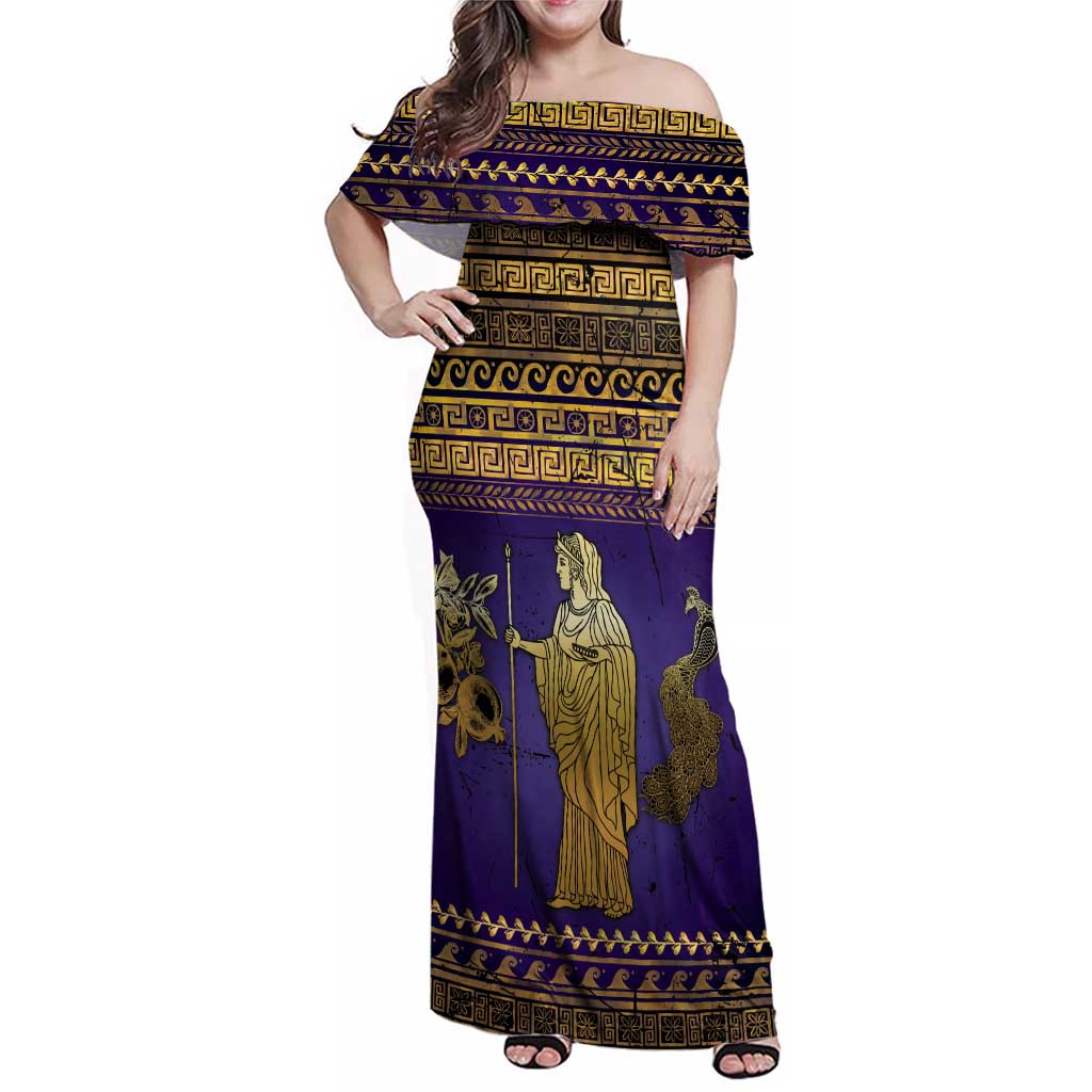 Hera Family Matching Off Shoulder Maxi Dress and Hawaiian Shirt Goddess With Ancient Greek Pattern - Wonder Print Shop
