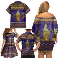 Hera Family Matching Off Shoulder Short Dress and Hawaiian Shirt Goddess With Ancient Greek Pattern - Wonder Print Shop