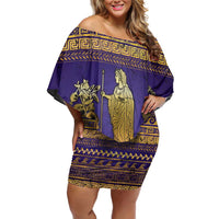 Hera Family Matching Off Shoulder Short Dress and Hawaiian Shirt Goddess With Ancient Greek Pattern - Wonder Print Shop