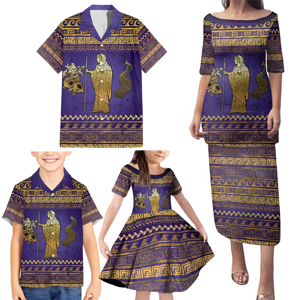 Hera Family Matching Puletasi and Hawaiian Shirt Goddess With Ancient Greek Pattern - Wonder Print Shop
