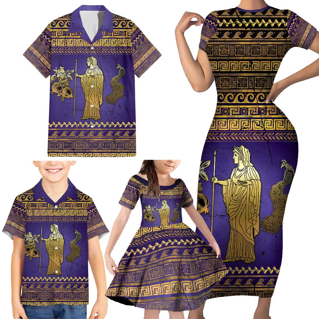 Hera Family Matching Short Sleeve Bodycon Dress and Hawaiian Shirt Goddess With Ancient Greek Pattern - Wonder Print Shop