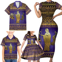 Hera Family Matching Short Sleeve Bodycon Dress and Hawaiian Shirt Goddess With Ancient Greek Pattern - Wonder Print Shop