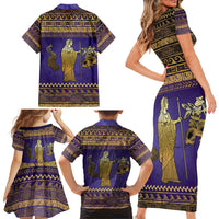 Hera Family Matching Short Sleeve Bodycon Dress and Hawaiian Shirt Goddess With Ancient Greek Pattern - Wonder Print Shop