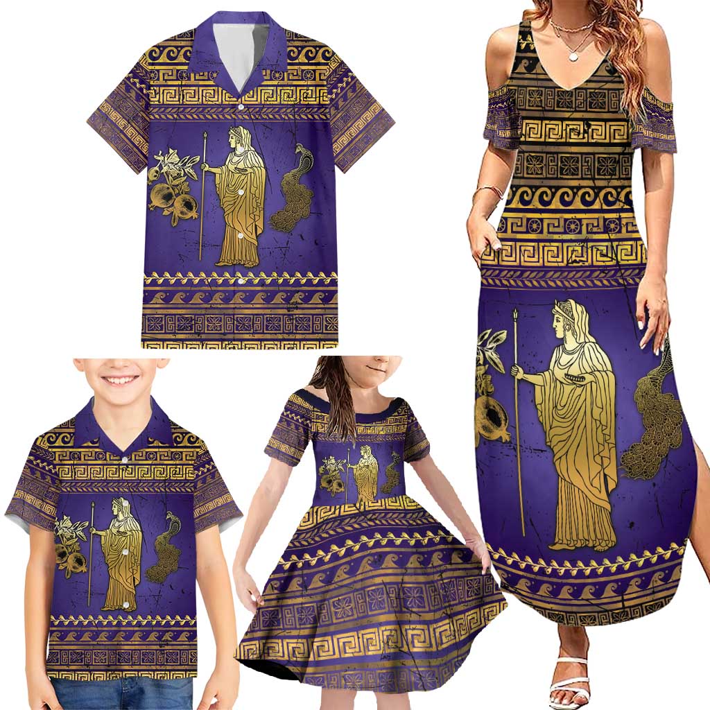 Hera Family Matching Summer Maxi Dress and Hawaiian Shirt Goddess With Ancient Greek Pattern - Wonder Print Shop