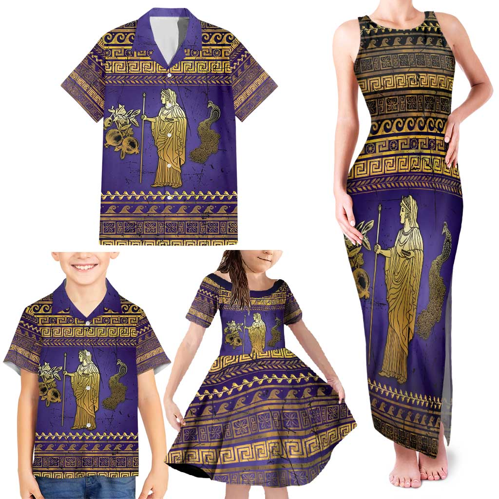 Hera Family Matching Tank Maxi Dress and Hawaiian Shirt Goddess With Ancient Greek Pattern - Wonder Print Shop