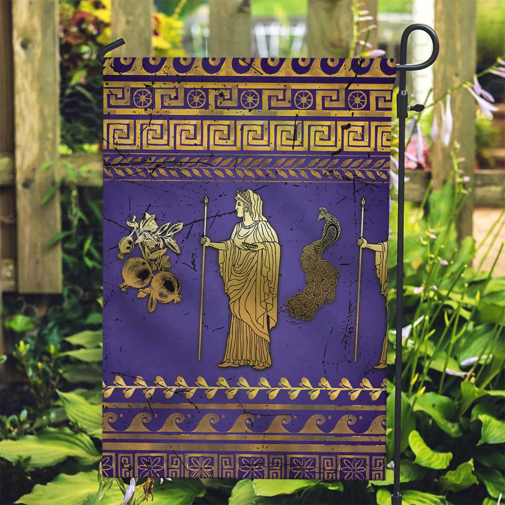 Hera Garden Flag Goddess With Ancient Greek Pattern - Wonder Print Shop