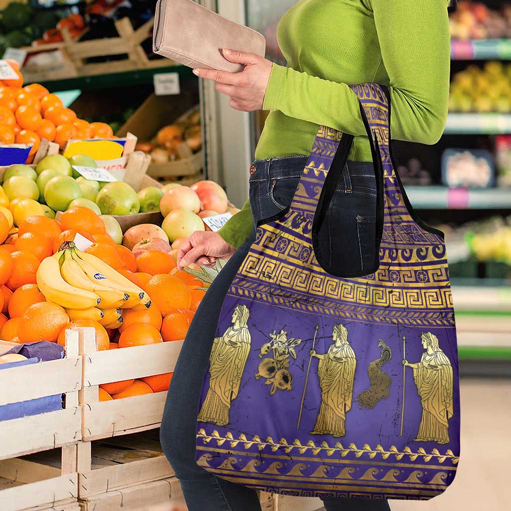 Hera Grocery Bag Goddess With Ancient Greek Pattern - Wonder Print Shop