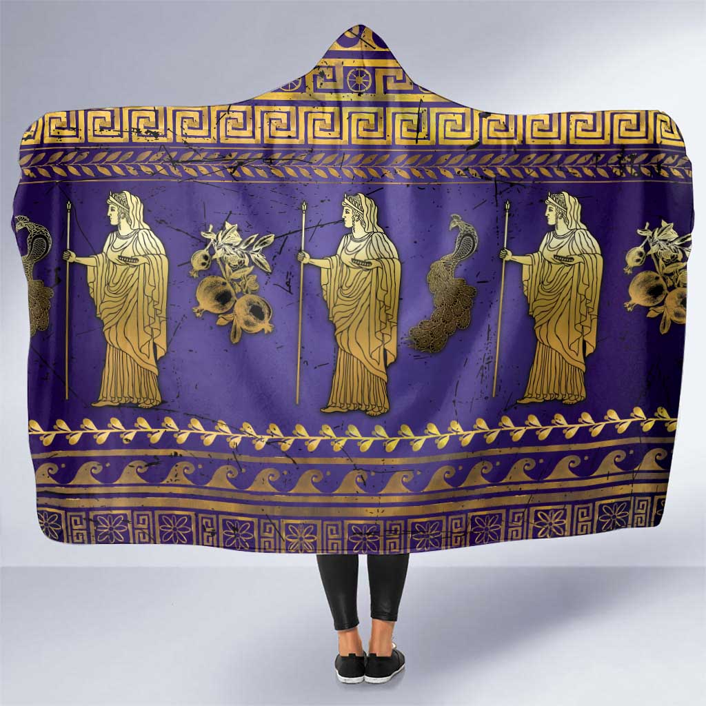 Hera Hooded Blanket Goddess With Ancient Greek Pattern - Wonder Print Shop